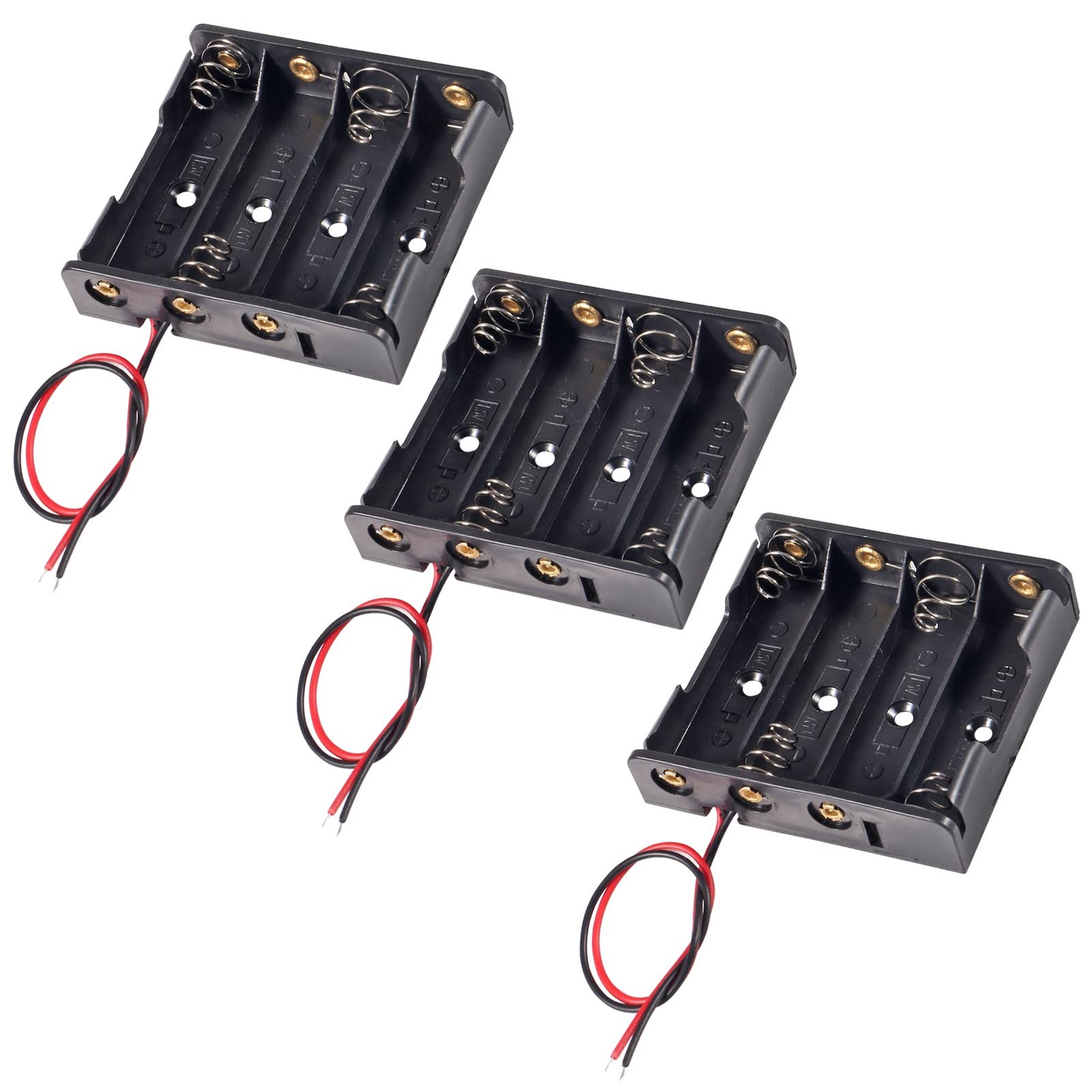 3pcs 4 AA Battery Holder 4 X 1.5V AA Battery Holder Case Box with Leads Wires