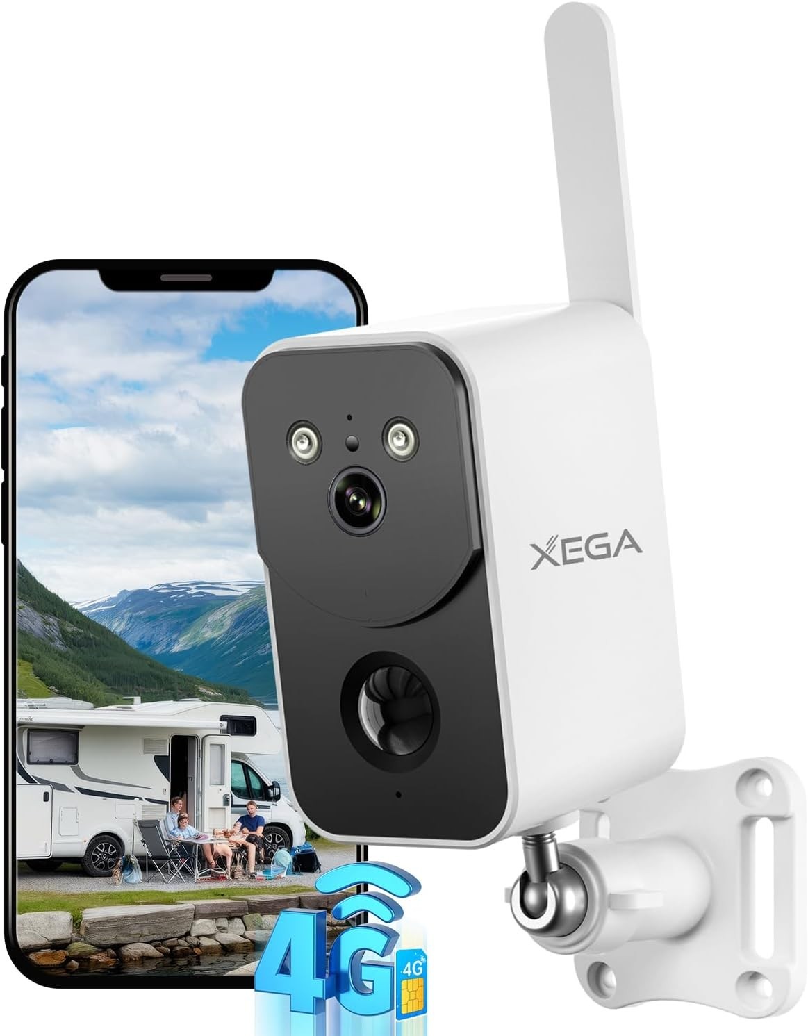 Xega 4G LTE Cellular Security Camera Outdoor Wireless,Built-in SIM Card | No WiF