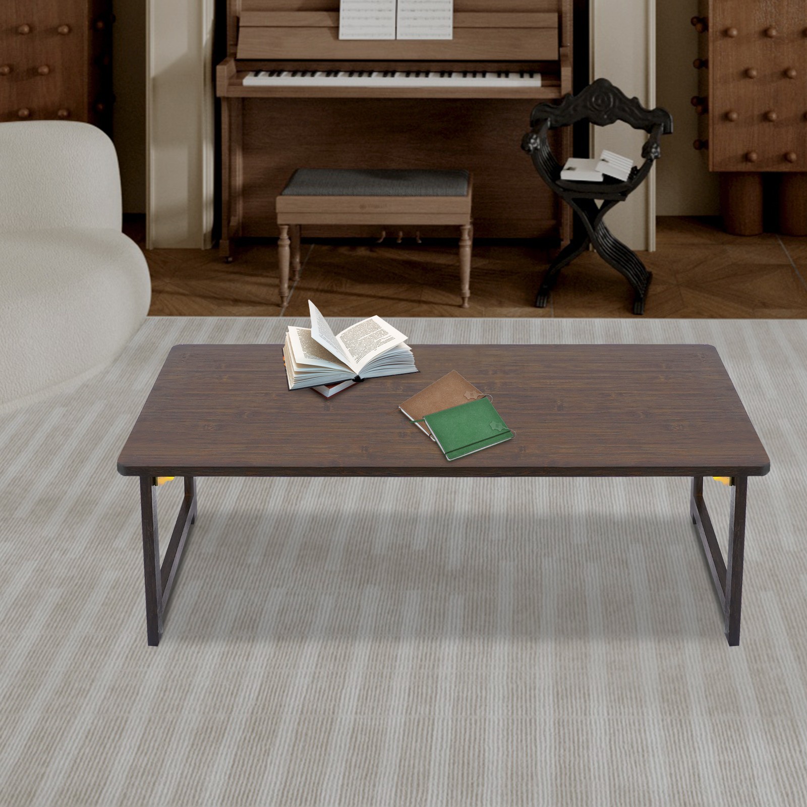 Bamboo Foldable Floor Coffee Table, Low Coffee Table, Floor Standing Table