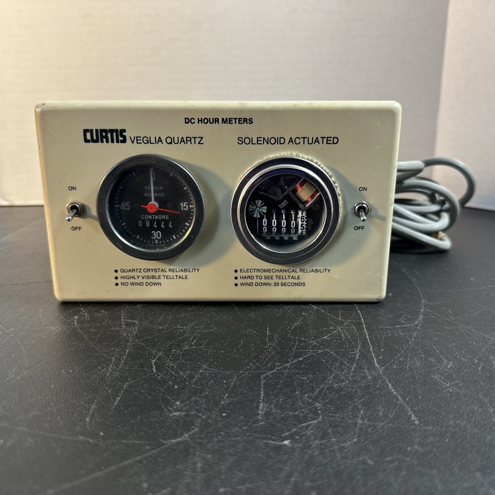 DC Hour Meters . Curtis Veglia Quartz & Solenoid Actuated .(untested)