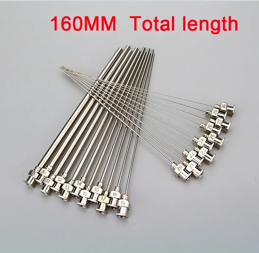 10pcs Precision Dispensing Needle Total Length 160mm Stainless Steel Dispens Tip
