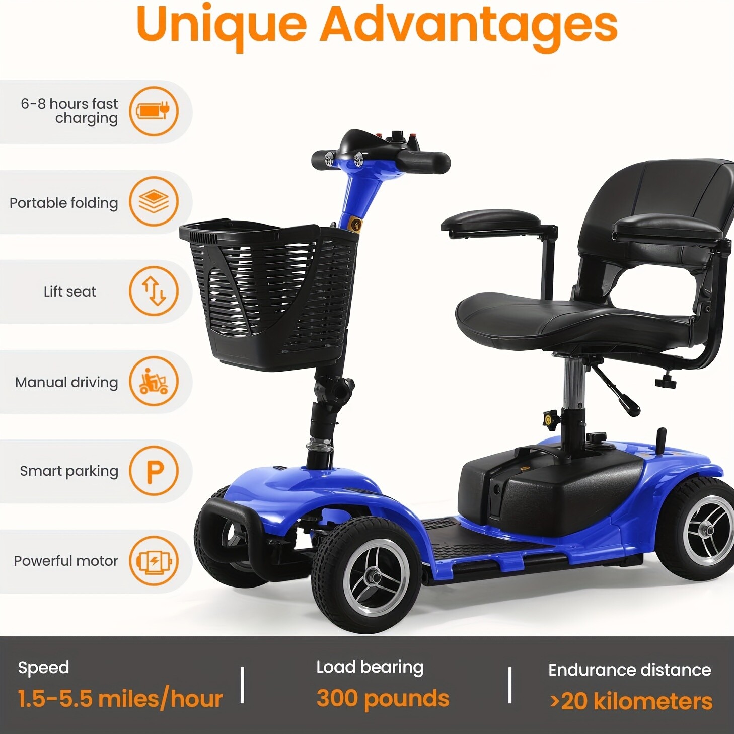 4 Wheels Mobility Scooter Power Heavy Duty Electric Wheelchairs For All Terrain