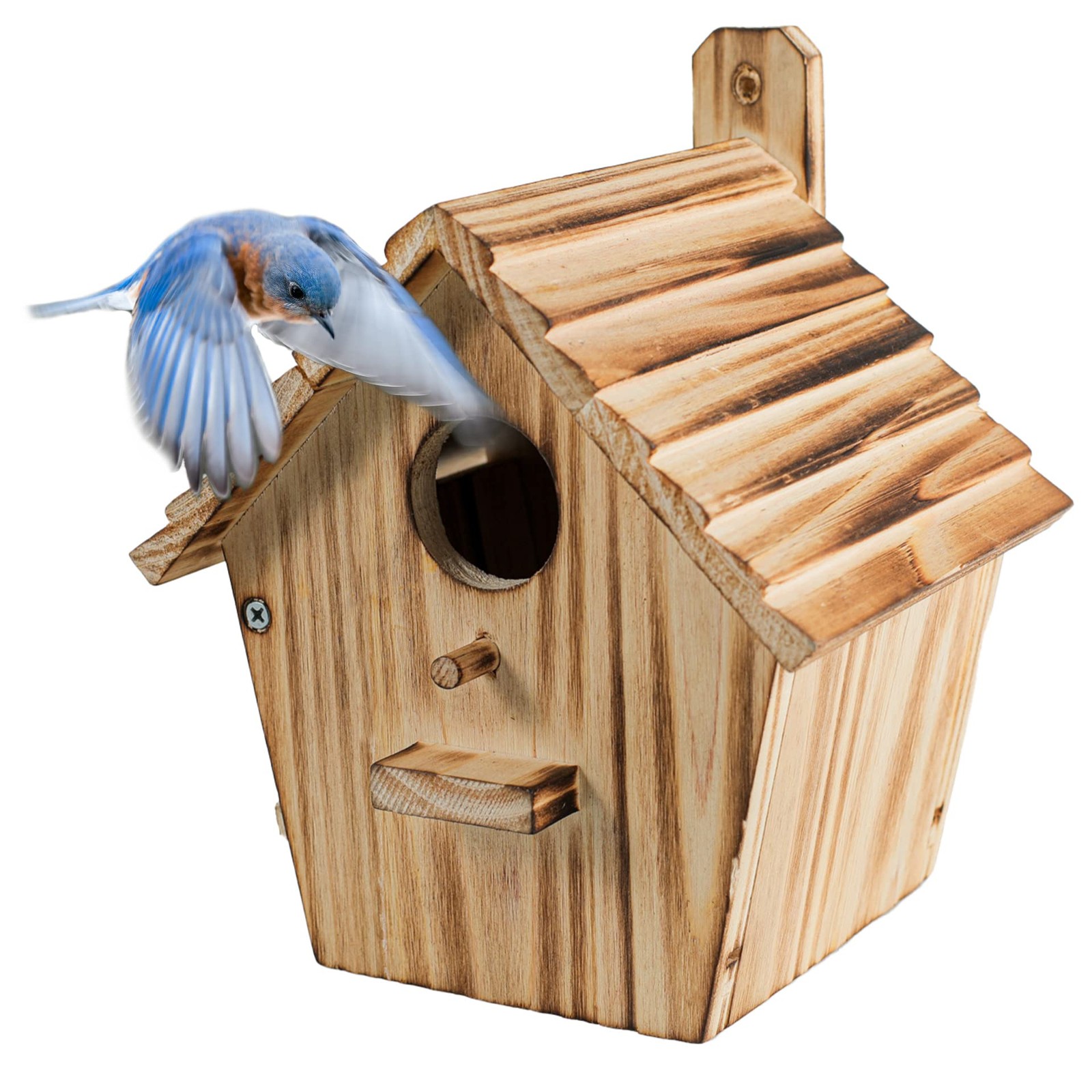 Wooden Bird Houses with Pole for Outdoors - Finch, Bluebird, Cardinal Homes