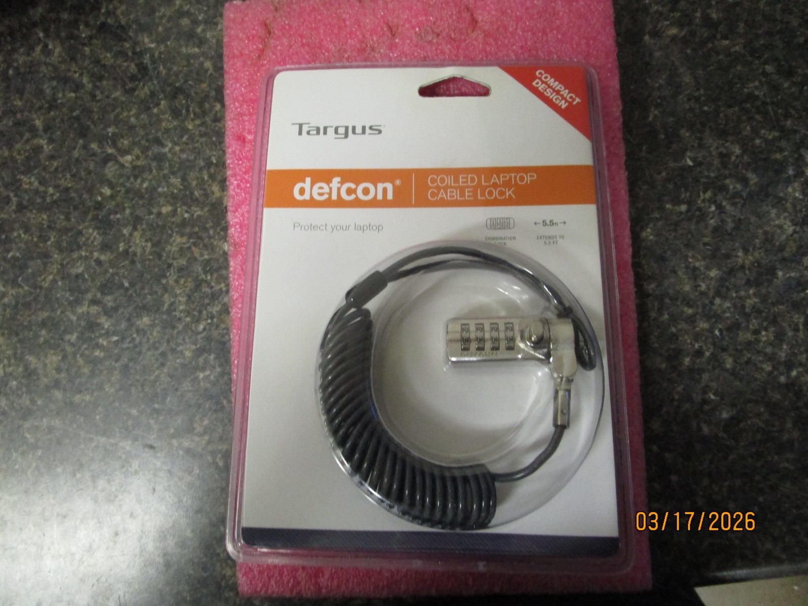 NEW! Qty (2) Targus DEFCON Coiled Laptop Cable Lock  Combination Lock - 5.5 Ft
