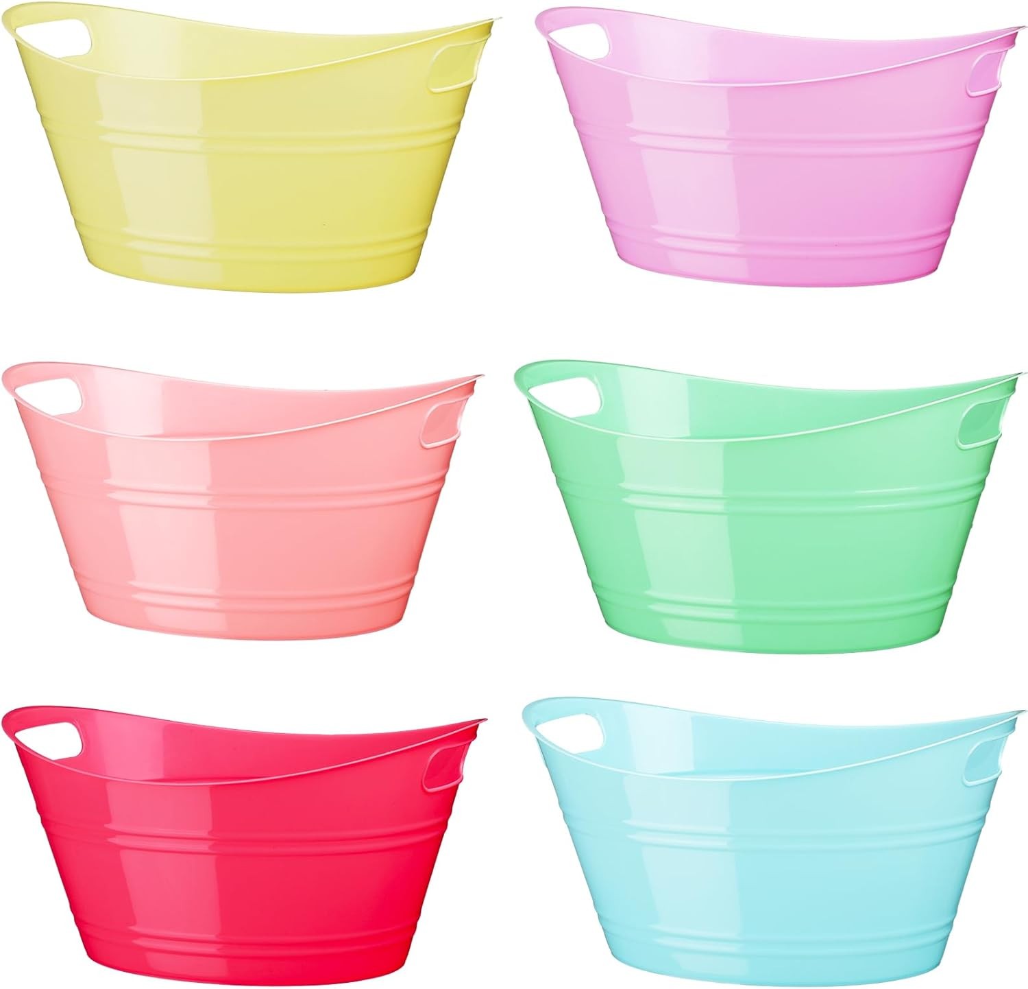 6-Piece Ice Bucket Set with Handle, Plastic Ice Bucket, Oval Storage Bucket