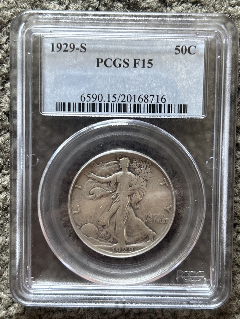 1929-S Walking Liberty Half Dollar - PCGS F15