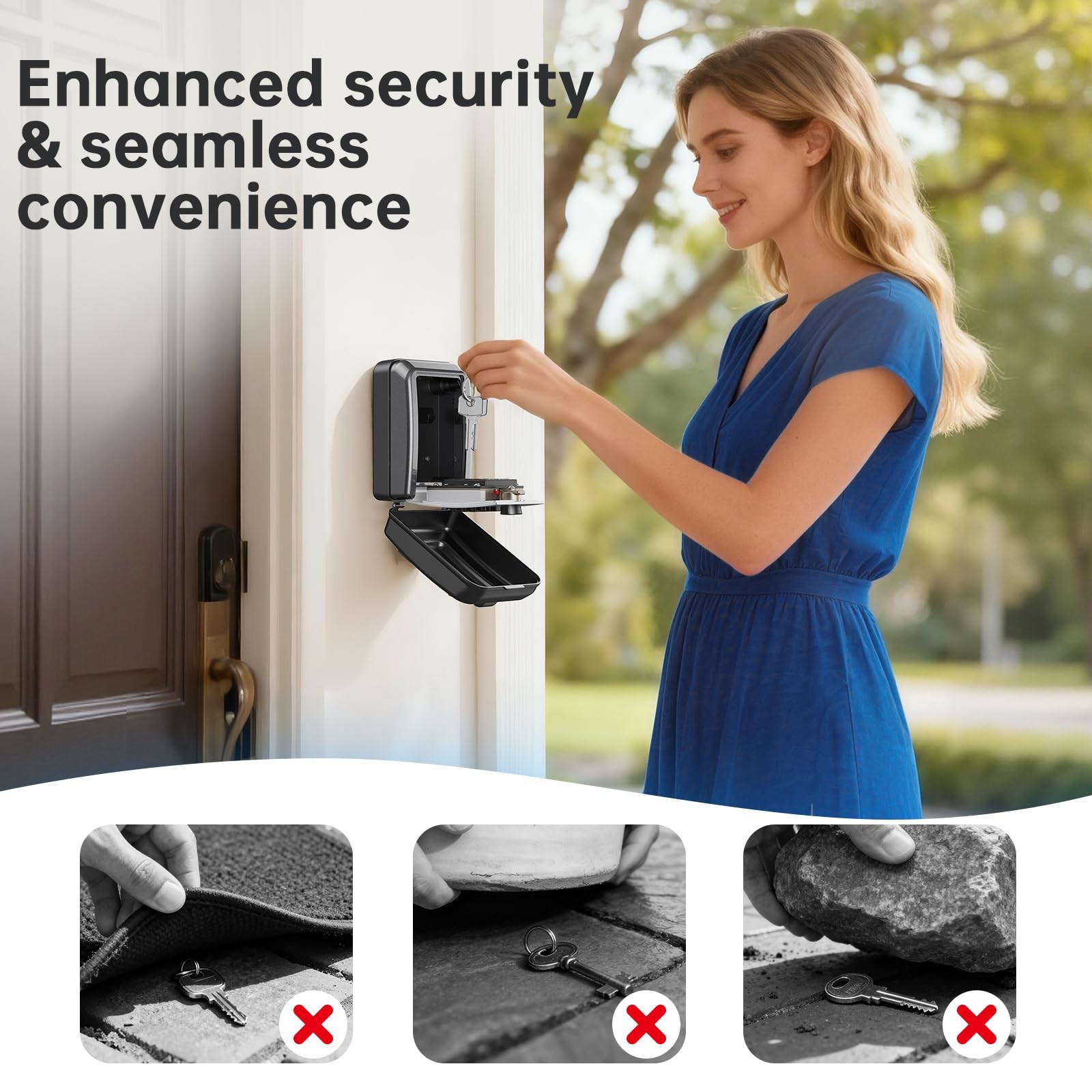 MAILADA Key Lock Box,12 Digit Combination LockBox Keys,Resttable Code,Large