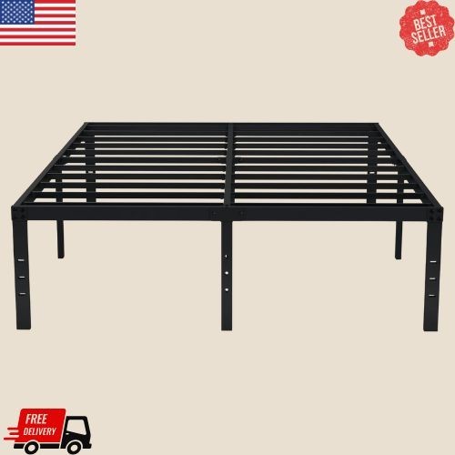 Queen Bed Frame 18" Tall: Heavy Duty Metal Platform with Under-Bed Storage