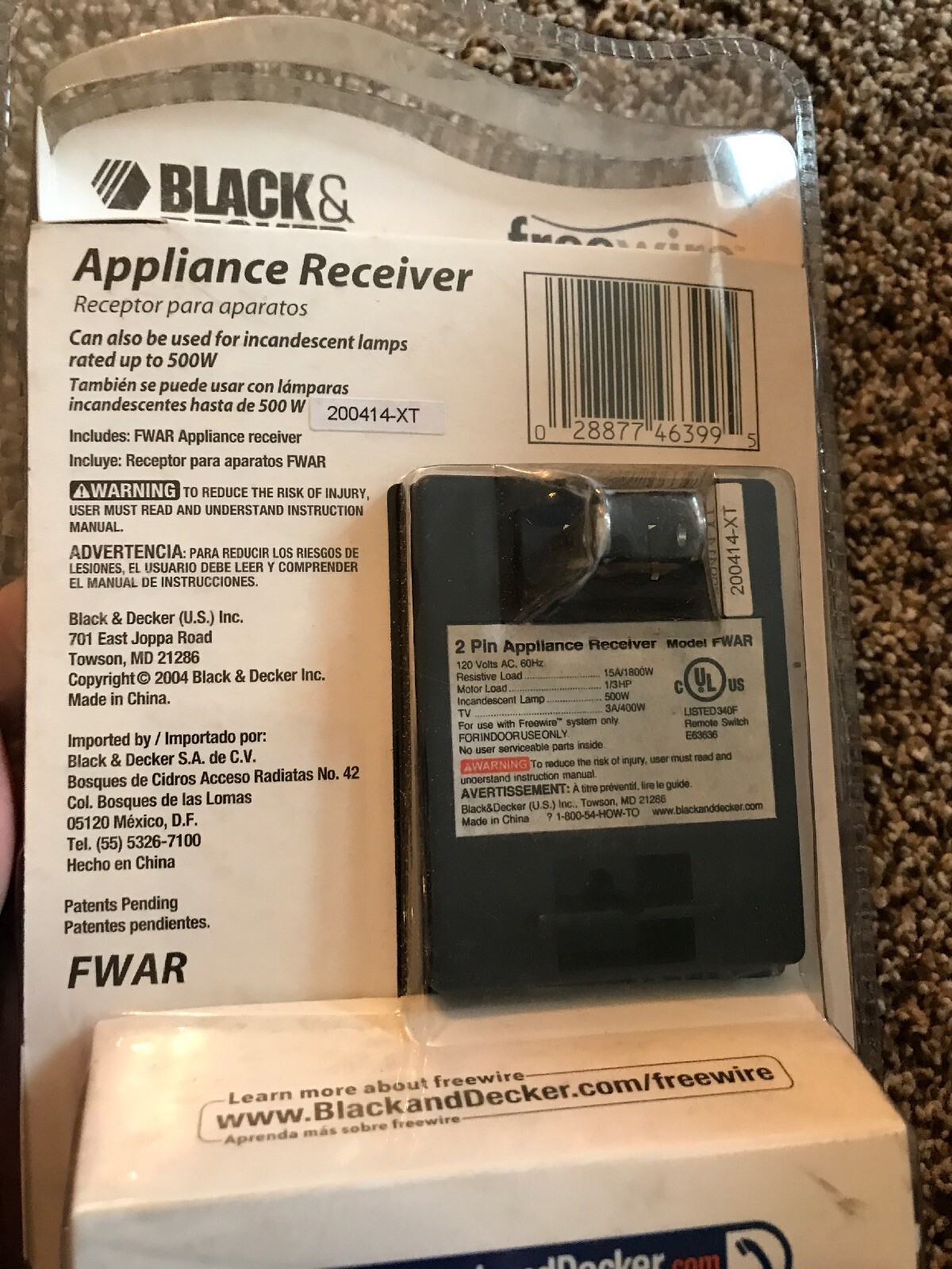 Black & Decker FWAR Freewire Appliance Receiver