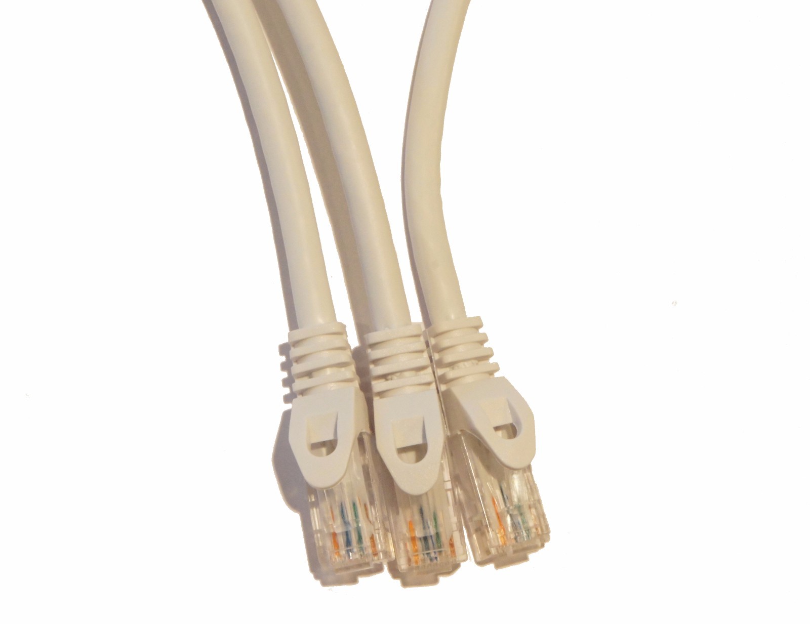 3 Pack of 1ft white snagless Cat6 Cat 6 ethernet cord patch cables UTP RJ45