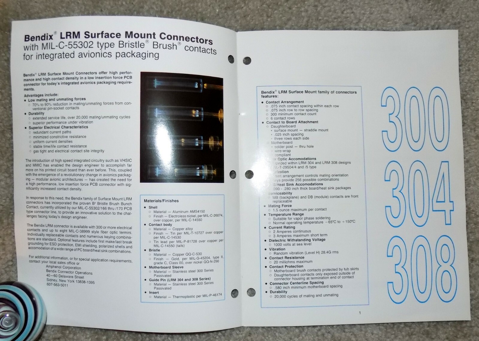 Bendix LRM Surface Mount Connectors Amphenol SL-361 Brochure 1988