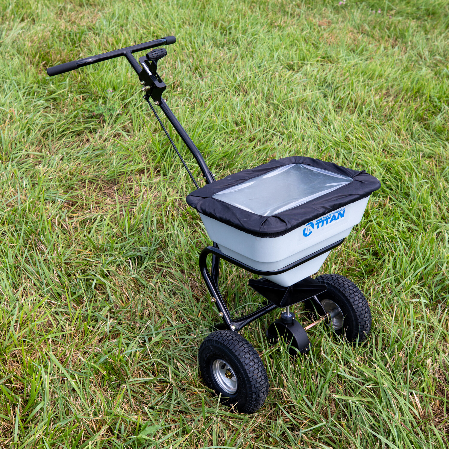 Titan Attachments 70 LB Professional Fertilizer Push Broadcast Spreader