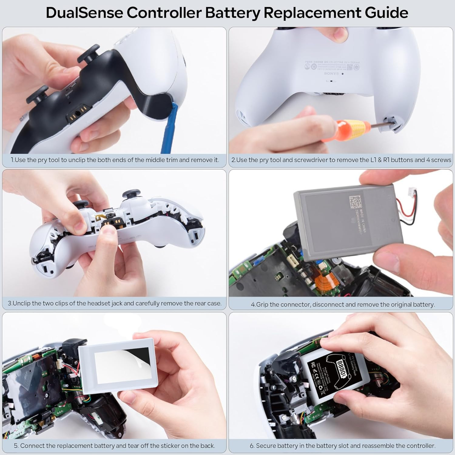 PS5 Controller Battery Replacement Kit 8880mWh for DualSense w/ Tools 2 Pack