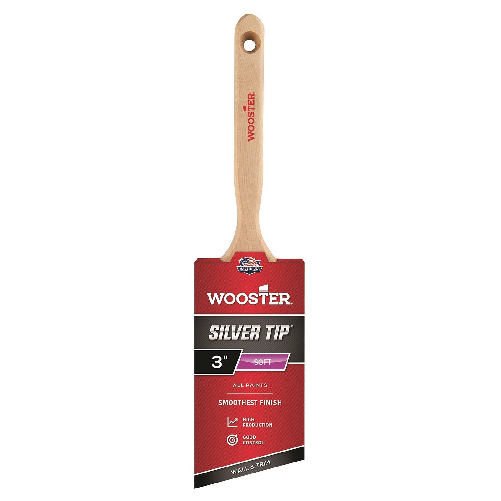 Wooster Brush 5221-3 Tip Angle Sash Paintbrush 3-Inch 3 Inch WhiteSilver