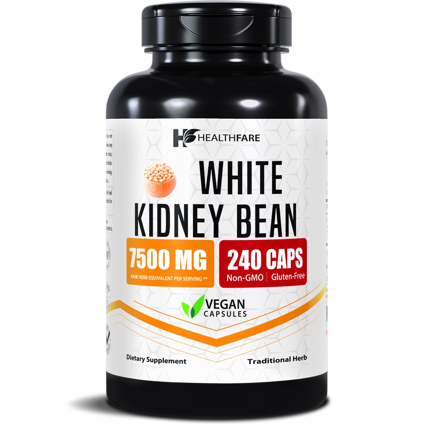 White Kidney Bean Extract 7,500 mg | 240 Capsules Pure Carb Blocker HEALTHFARE
