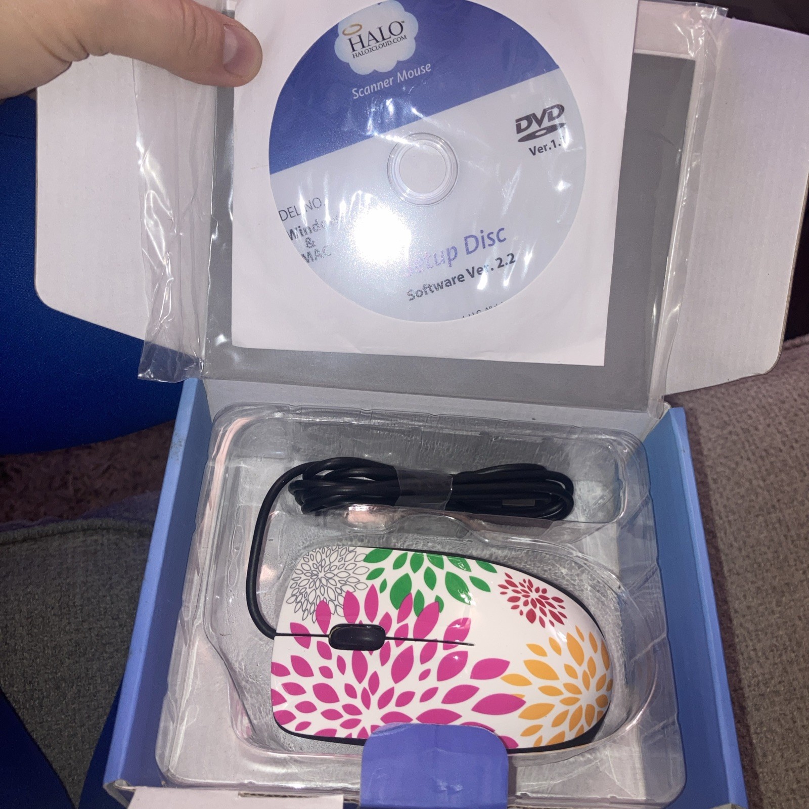 Halo2Cloud HALO-118 Scanner Mouse Colorful Floral Design New In Opened Box
