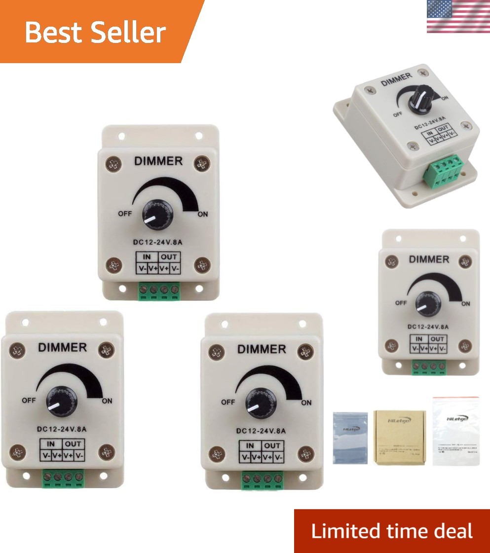 Stepless LED Dimming Controller, 3pcs 12-24V 8A, Compatible with Most Strips