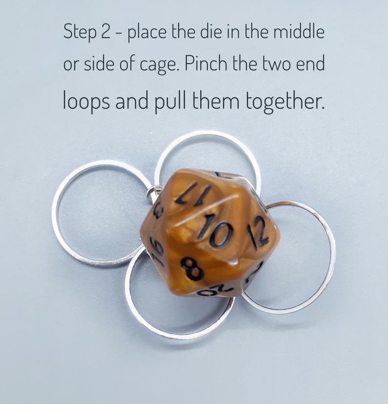 DND Dice Keychain | Removable Caged D20 | Role Playing Game Accessory | Handmade