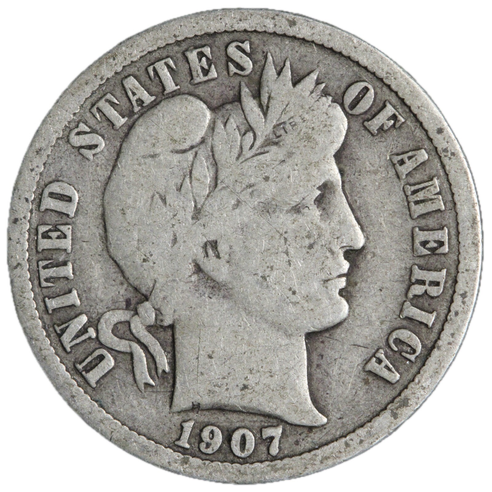 1907-D Barber Dime Nice Circulated VG/FINE! Complete Your Album!