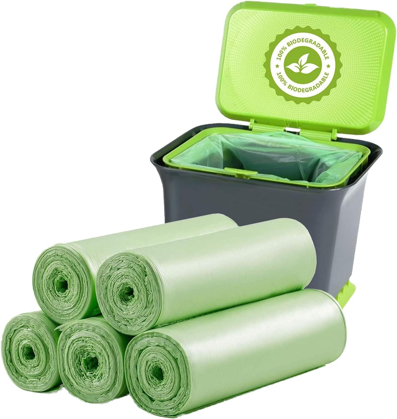 Small Trash Bags 1.2 Gallon 丨 100 Count 100 (Pack of 1), Green