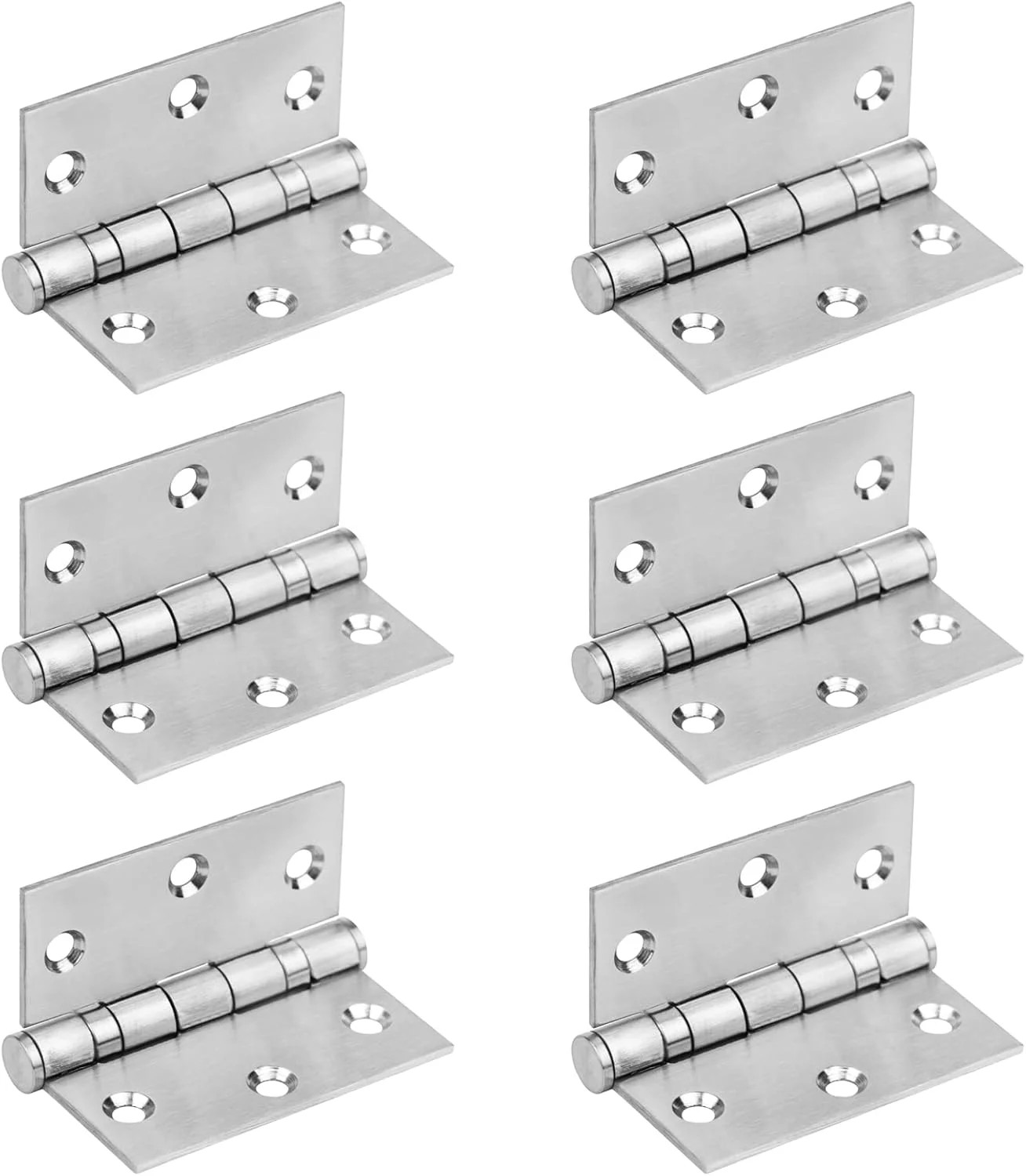 6 Pack 3" x 3" Square Door Hinges, Stainless Steel Butt Hinges, Ball Bearing, Lo