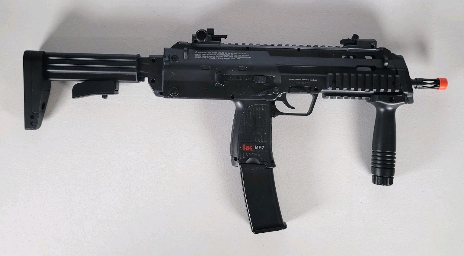 H&K MP7 SMG Airsoft Electric With Grip And Stock Heckler Koch Umarex Untested