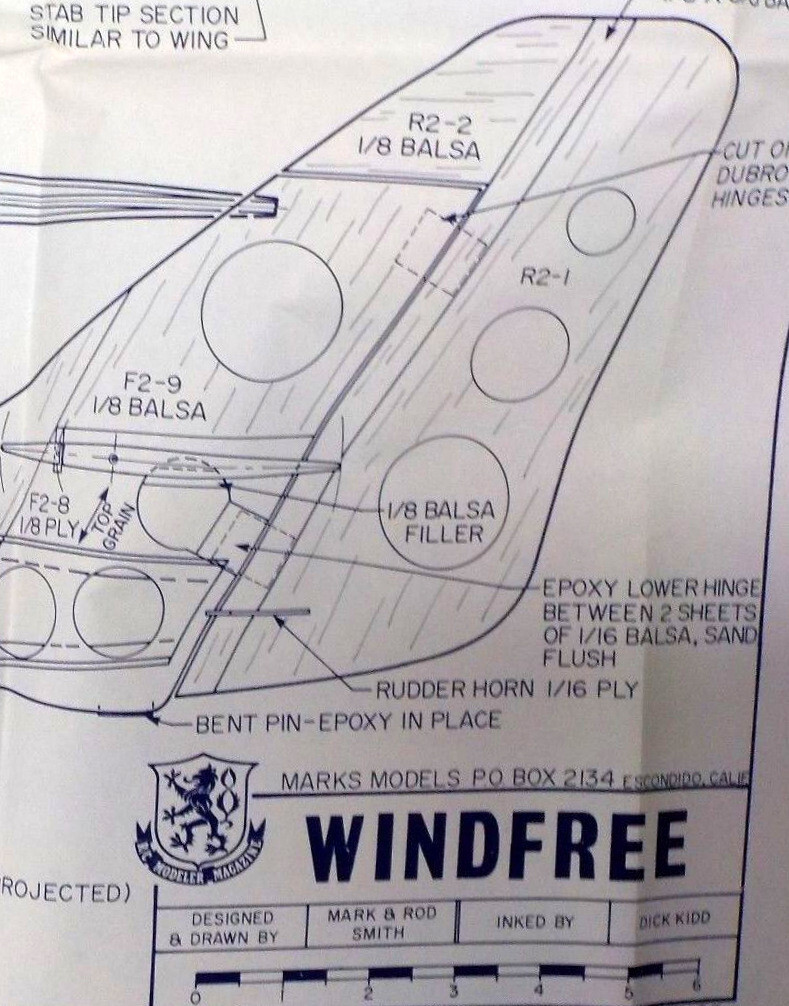 RCM WINDFREE PLAN + BUILDING ARTICLE for a 99" Wing Span RC Model Sailplane