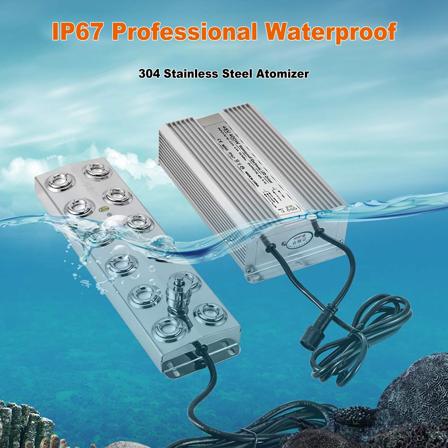 12 Head Ultrasonic Mist Maker Pond Fogger Machine for Hydroponics Landscape 110V