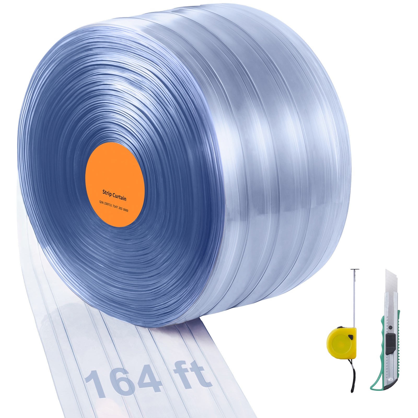 Strip Curtain Ribbed PVC Door Curtain 164'x8" Roll Cooler Freezer Plastic