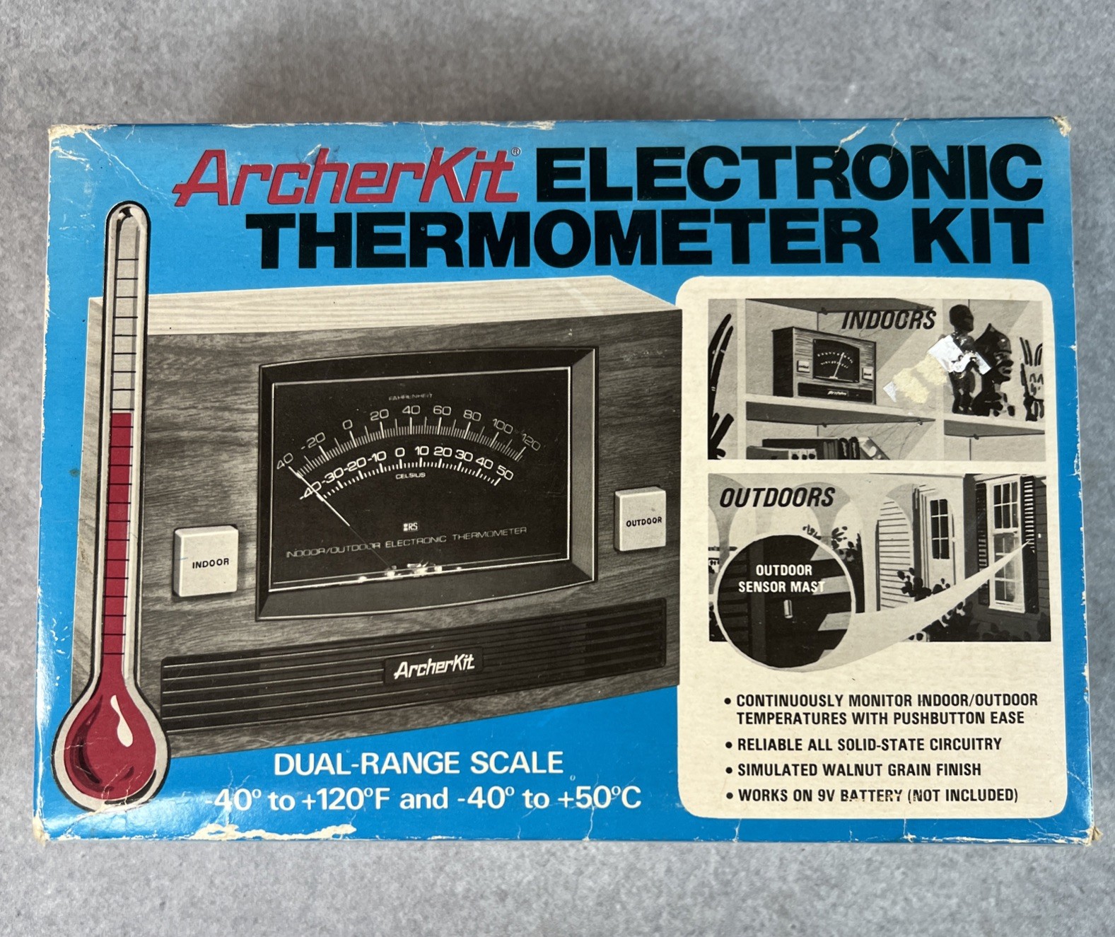 VINTAGE Archerkit Indoor/Outdoor Electronic Thermometer Kit 28-4007A