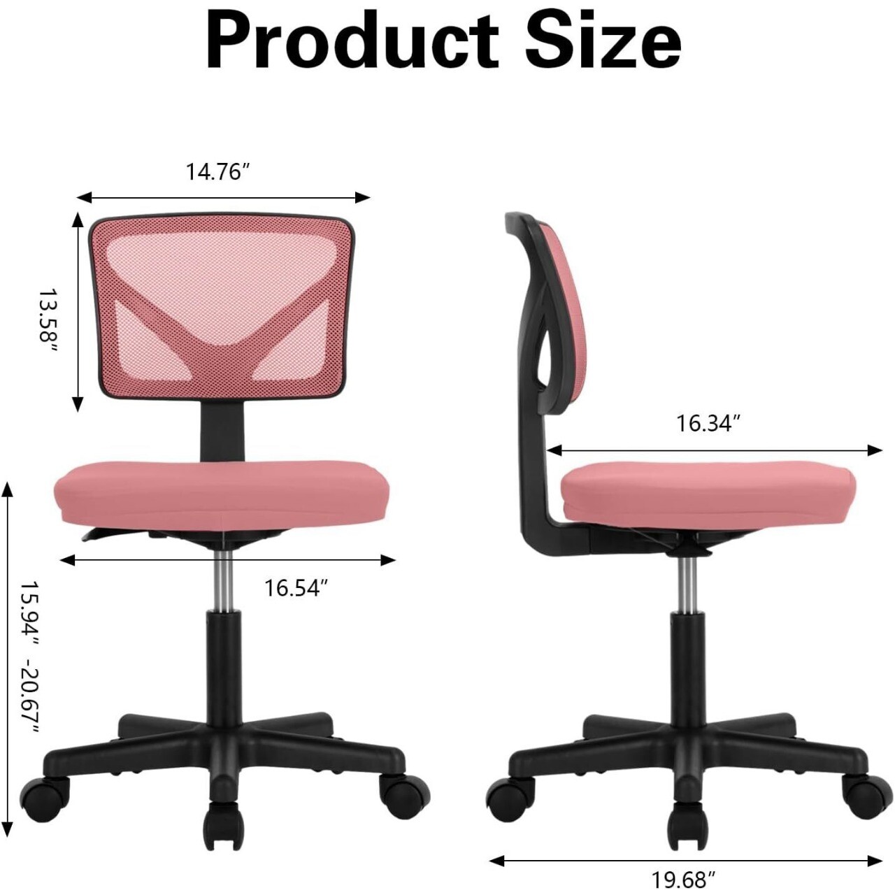 Office Mid-Back Swivel Mesh Chair Height Adjustable Ergonomic Padded Home Chair