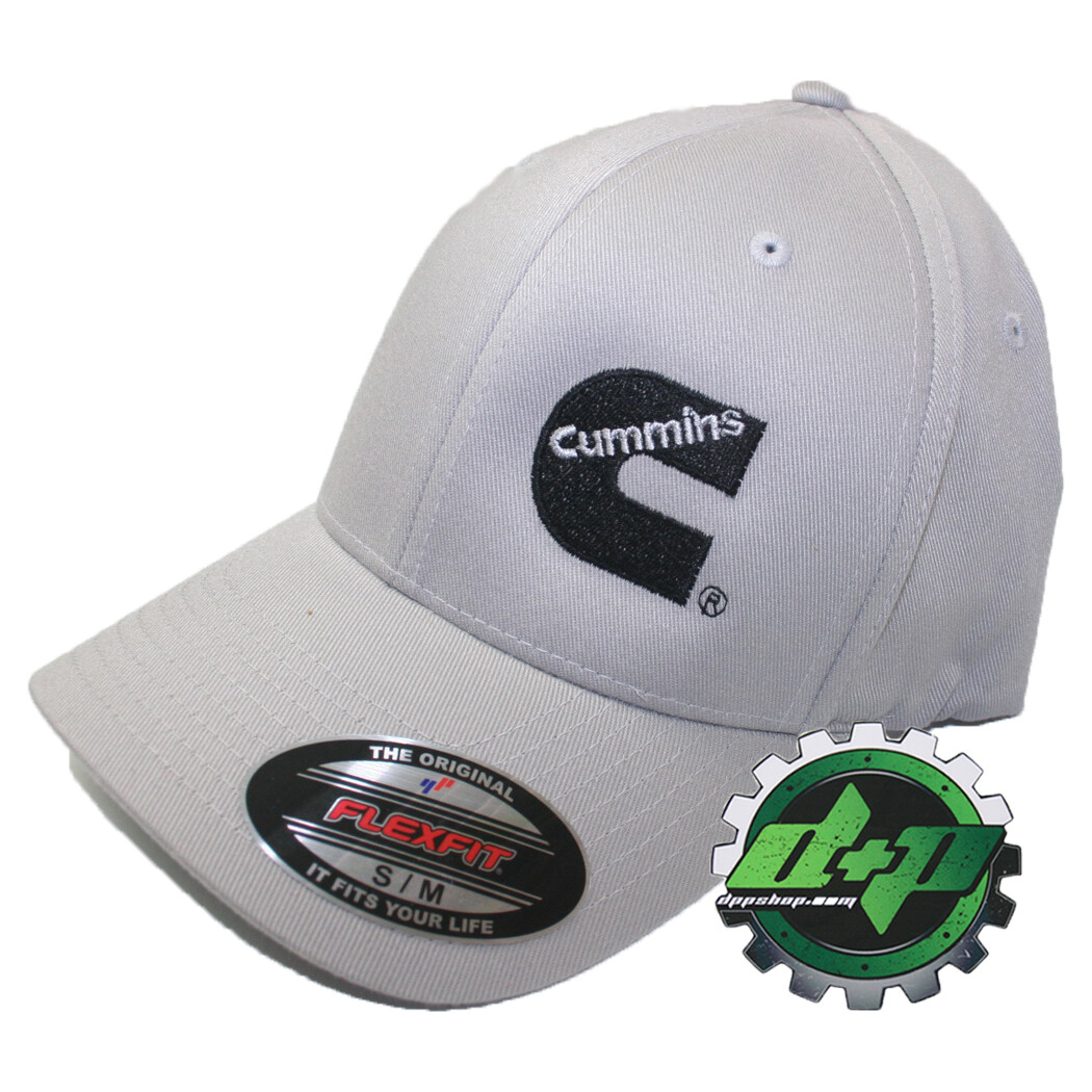 S/M Silver  Cummins flexfit hat ball cap fitted flex fit gear ram Lt. Gray