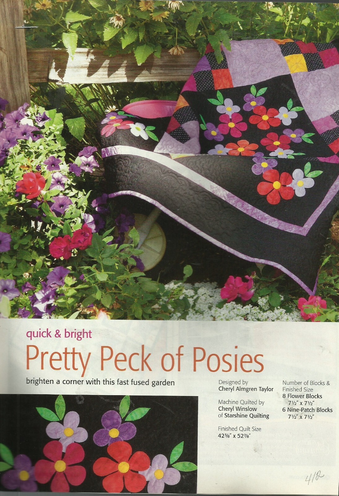 C0016   PRETTY PECK OF POSIES  QUILT PATTERN/INSTRUCTIONS