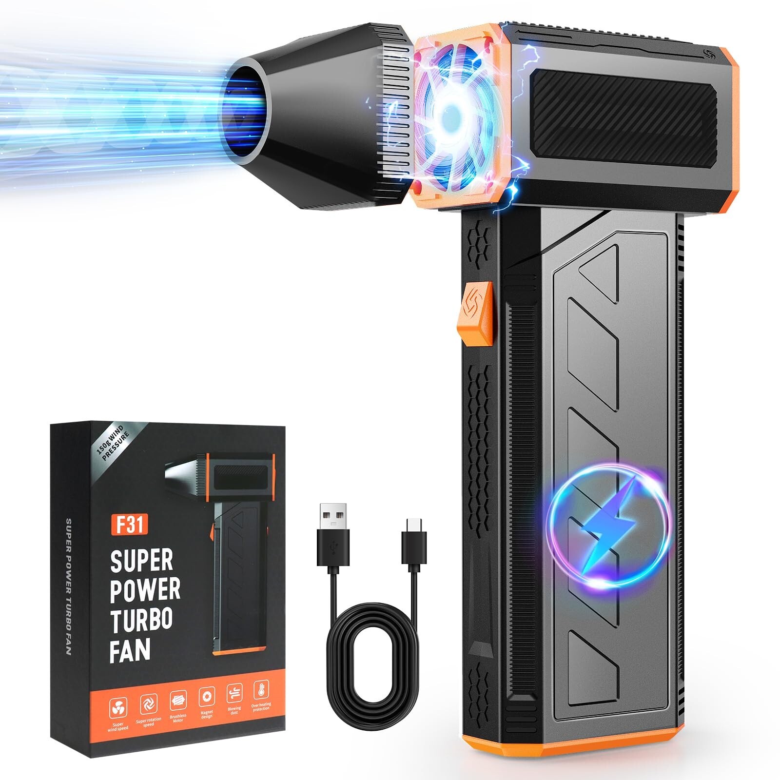 Electric Compressed Air Duster 130000RPM Super Power Turbo Jet Dry Violent Fa...