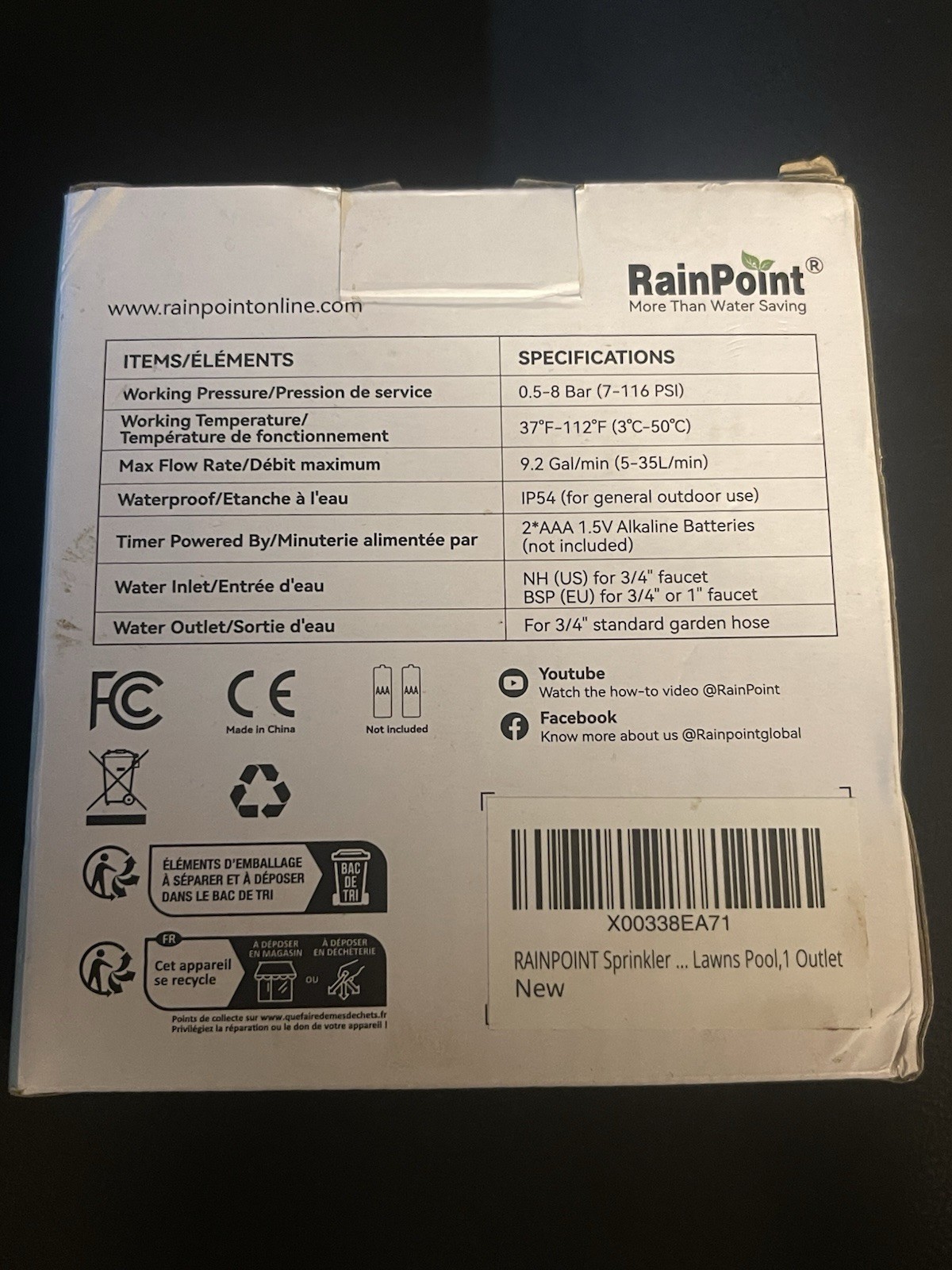 RAINPOINT Sprinkler Timer, Programmable Water Timer for Garden Hose, 1 Outlet