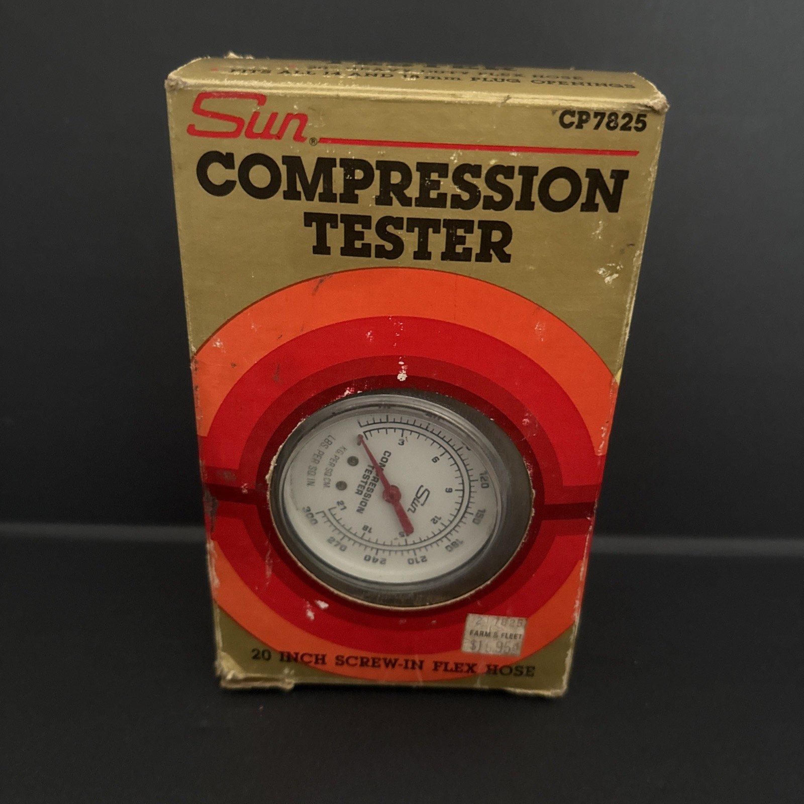 Vintage SUN Engine Compression Tester Gauge CP7824 300 PSI