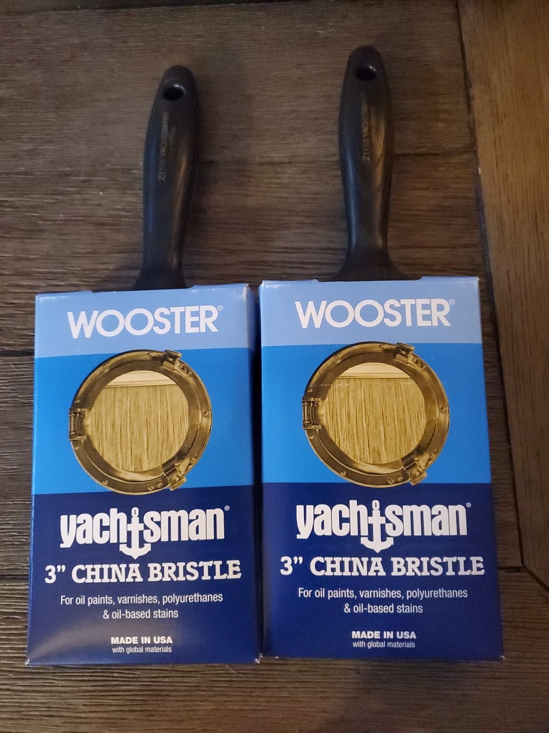 Lot of 2 Wooster 3" Yachtsman Natural China Bristle Paintbrush