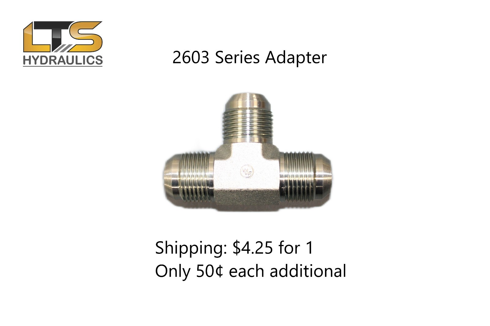 2603-06-06-06 Male JIC Tee Adapter 3/8" x 3/8" x 3/8" Zinc Coated Carbon Steel