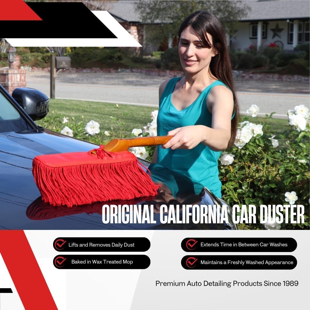 62442 Standard Car Duster W/ Wooden Handle,Red