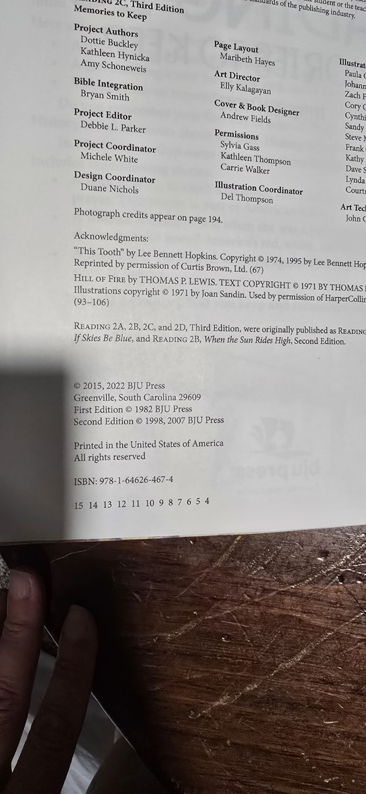 BJU Press Reading Third Edition Books 2A 2B 2C 2D