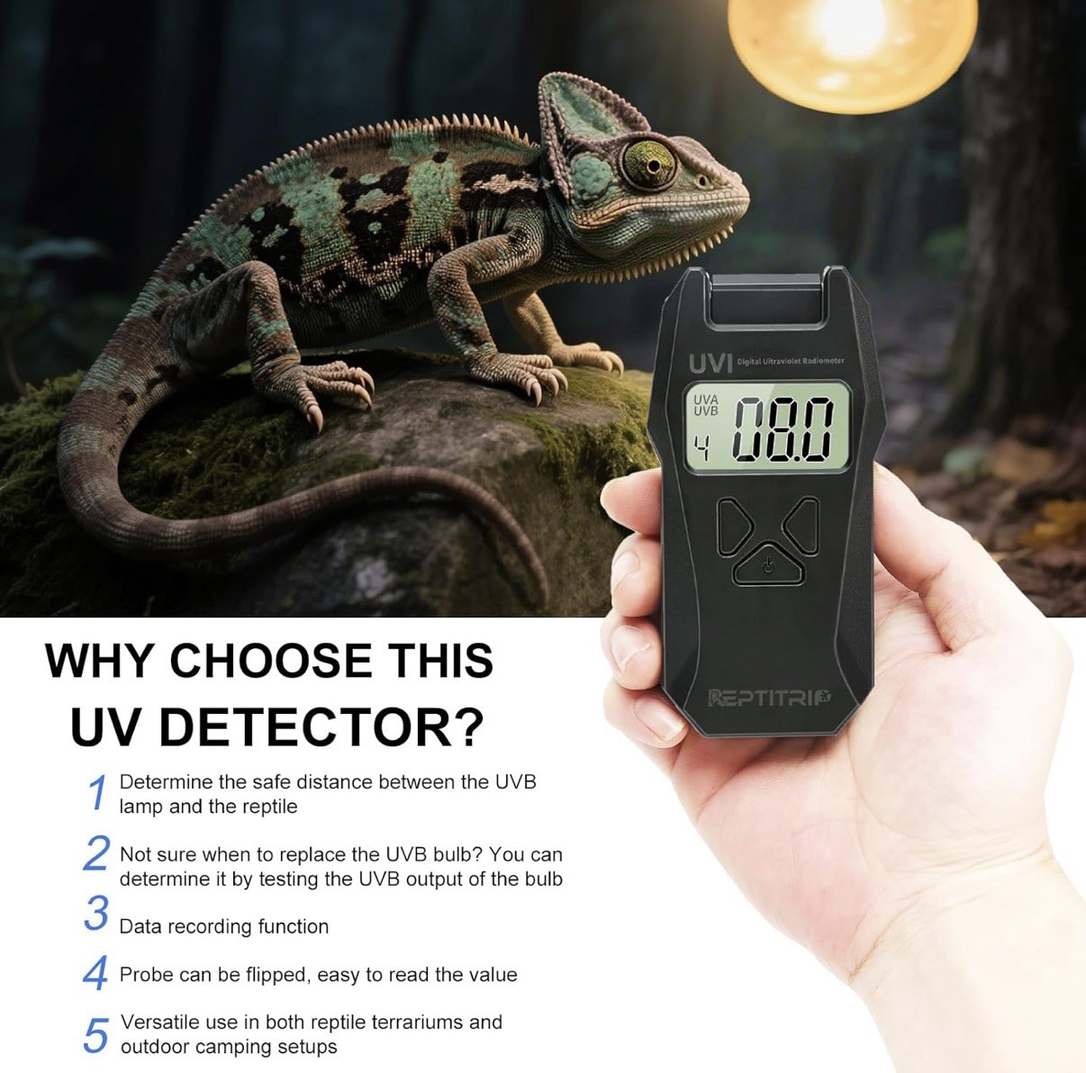 Reptitrip Ultraviolet Radiation Detector Digital UVI Meter Radiometer Tester