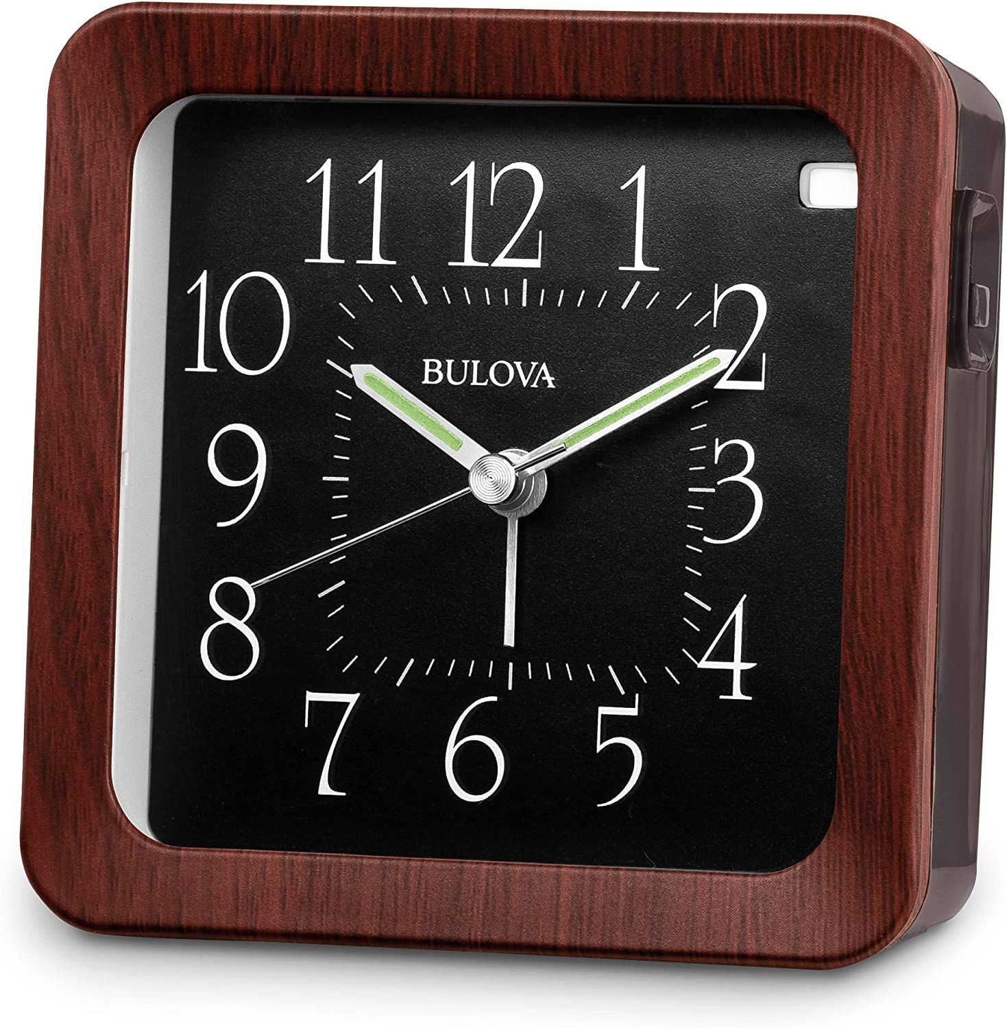 Bulova B1870 Manor Alarm Clock, Brown Woodgrain