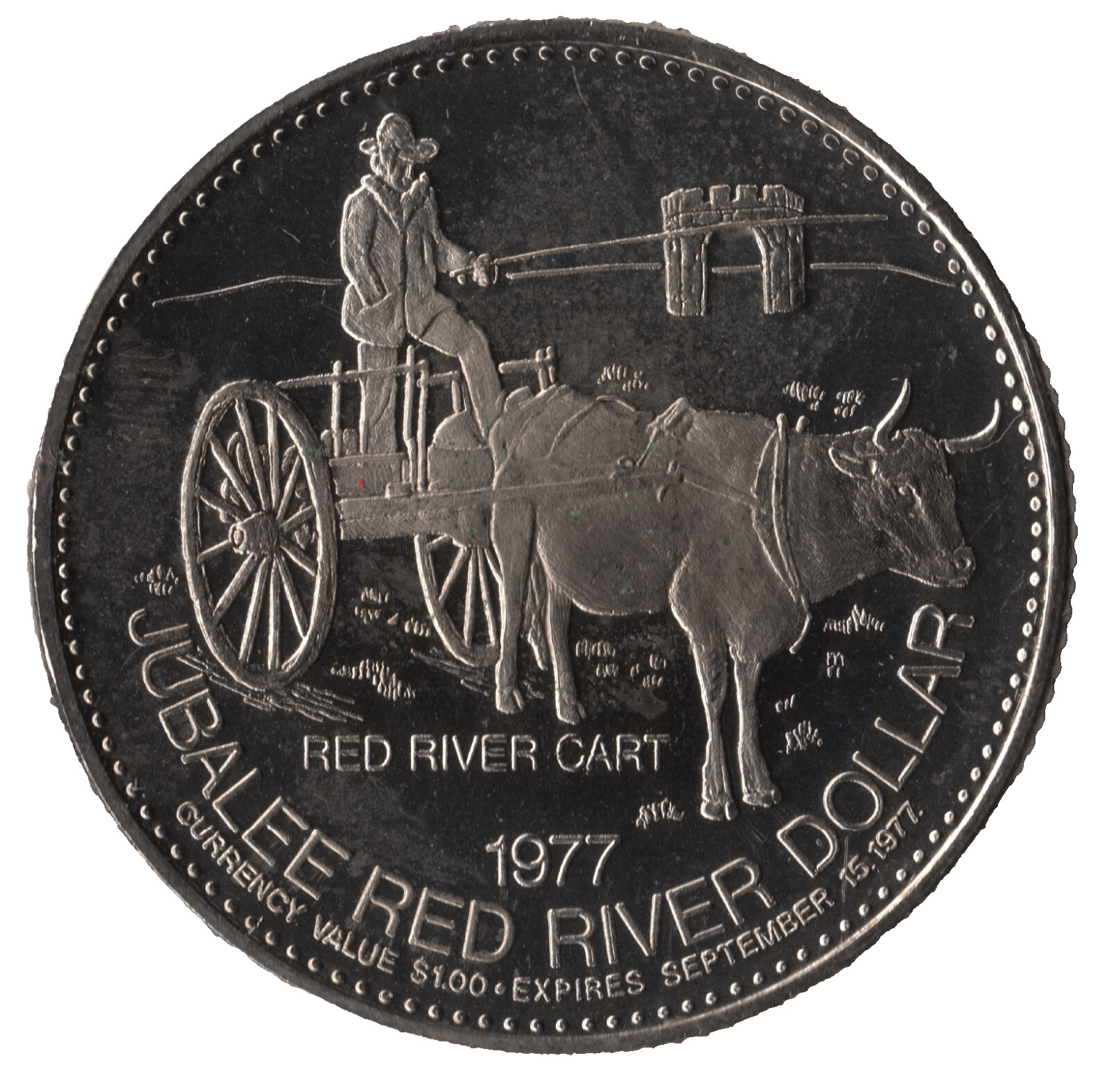 1977 Canada Red River Dollar – Winnipeg Manitoba Jubilee Trade Token