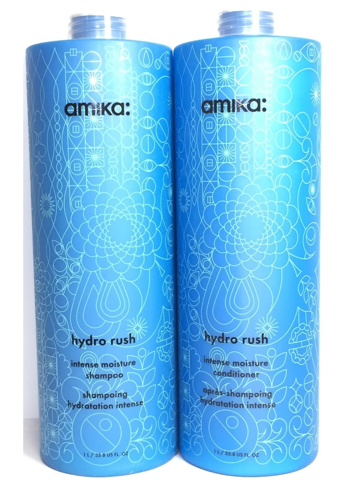 (2 PACK) Amika Hydro Rush Intense Moisture Liter Duo(Shampoo & Conditioner),33.8