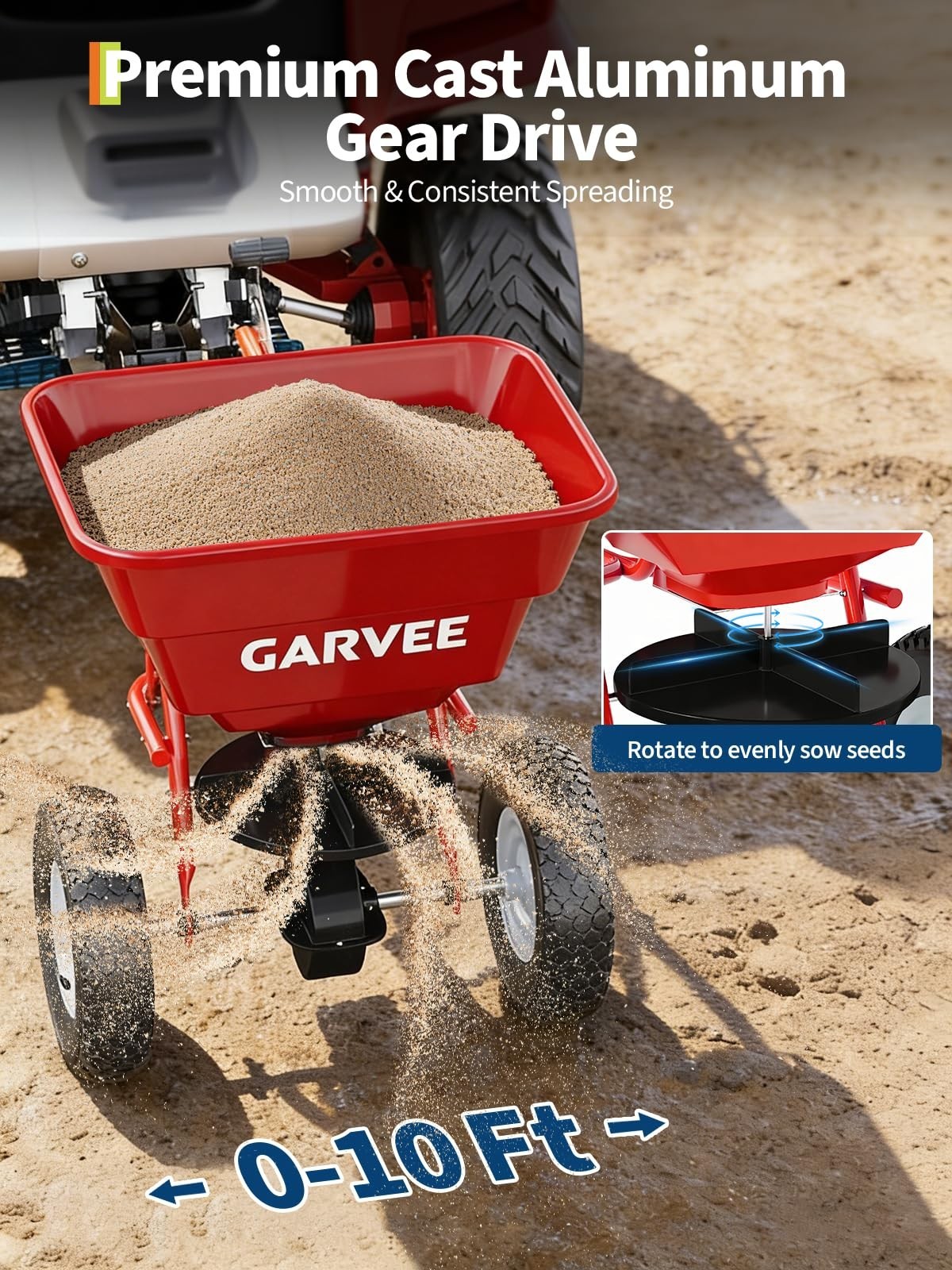 85LBs Tow Behind Broadcast Spreader Adjustable Seed Salt with Cover Hitch