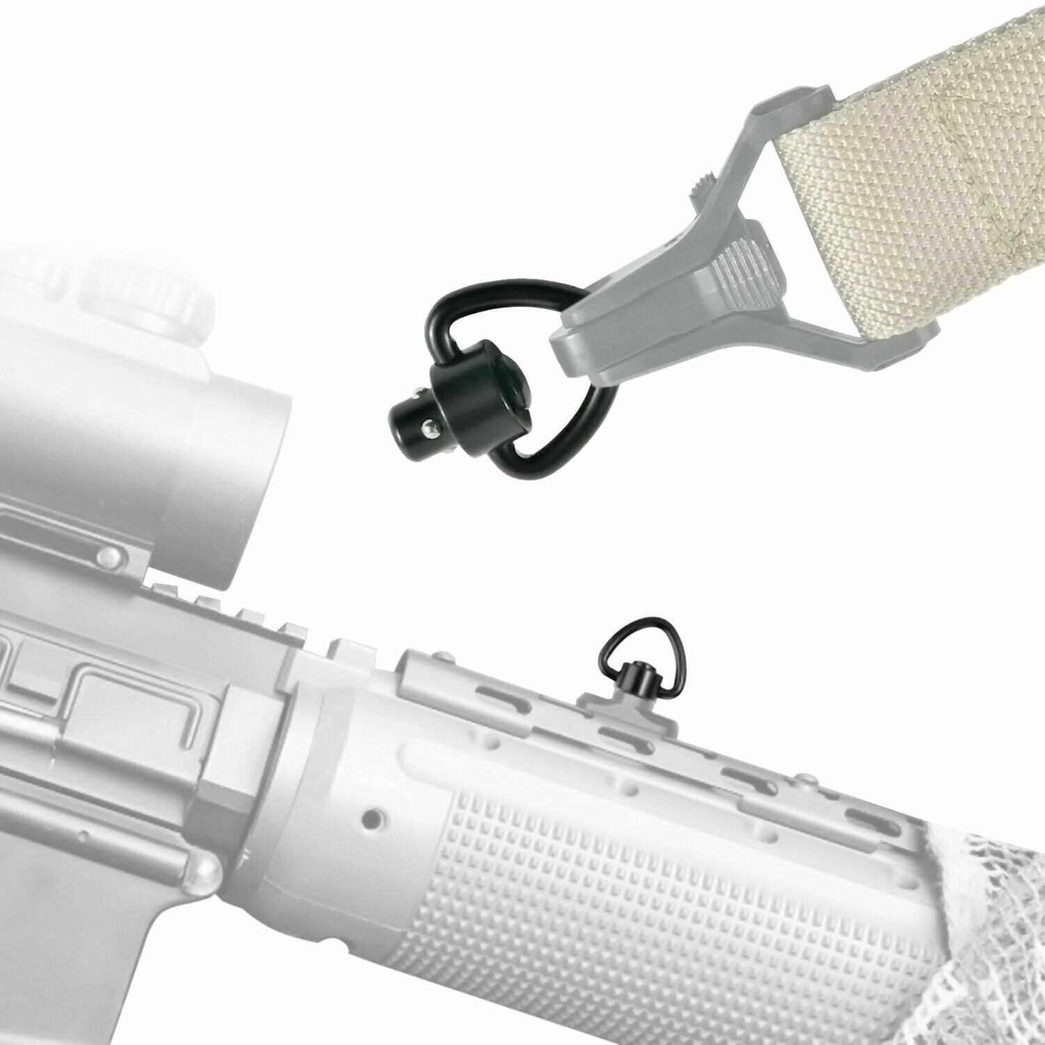 D-Loop Quick Detach Set 1" Heavy Duty QD Sling Swivels with Push Button