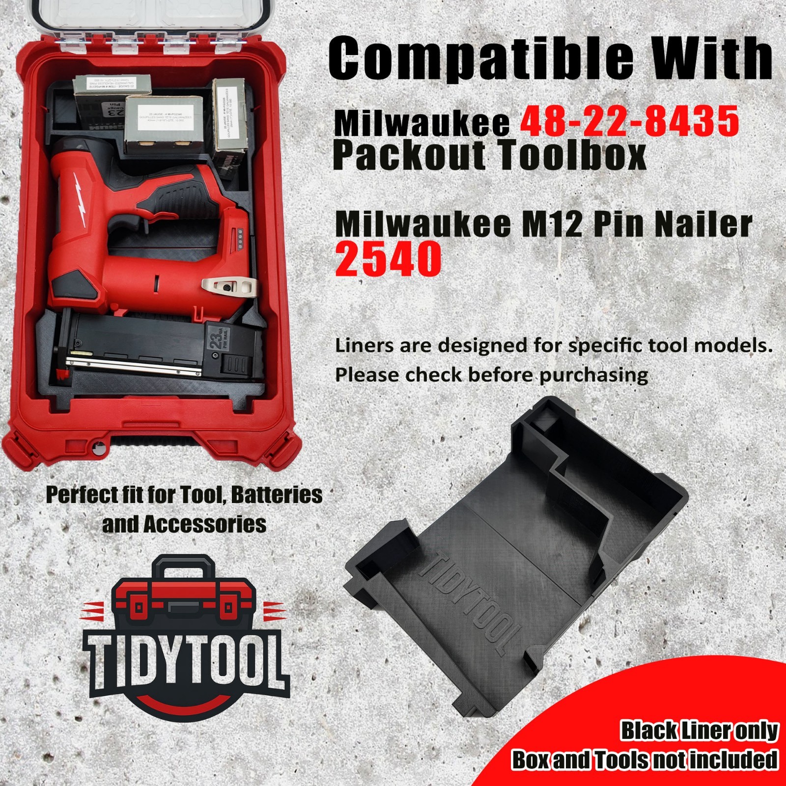 M12 Pin Nailer Organizer for Milwaukee Compact Packout insert