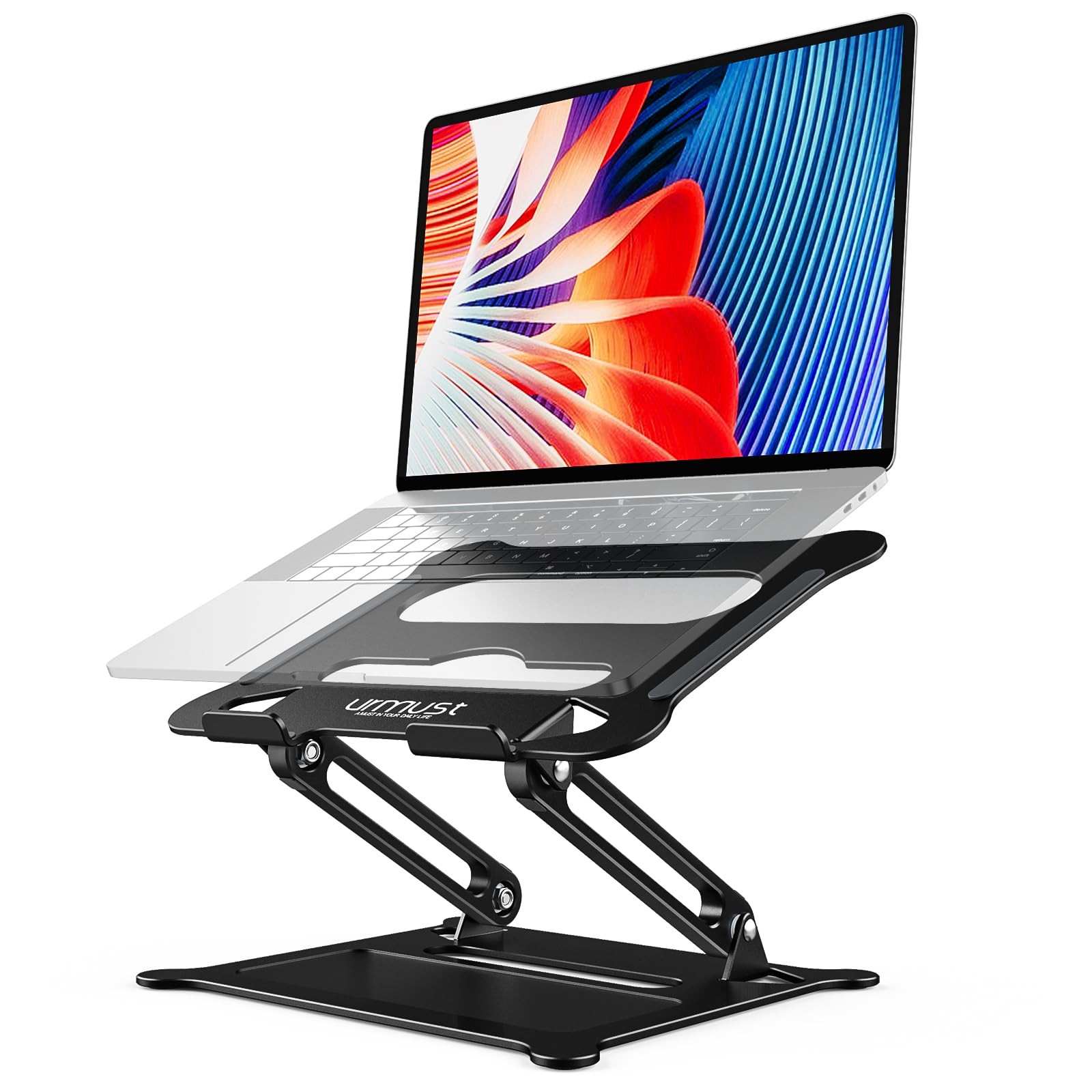 Black Foldable Portable Ergonomic Aluminum Laptop Stand Riser 1015.6 Inch