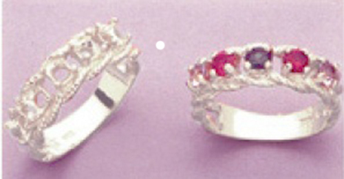 (5) 3.5mm Round Silver Mother's Pre-Notched Ring Setting Size 5, 6, 7 & 8