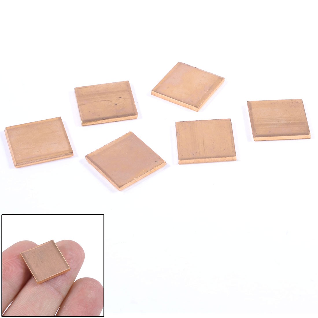 6 Pcs 15mm x 15mm x 1.5mm CPU Heatsink Copper Shim Spacer Pad for Laptop